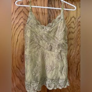 VolumeOne Green Lace Tank top, Large
